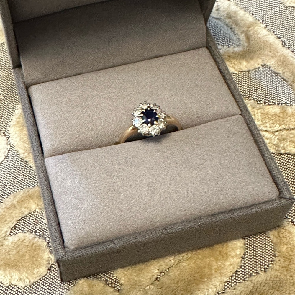 ‼️SALE‼️Authentic Antique Sapphire & Diamond Ring, Platinum & 18K Gold - Picture 12 of 13